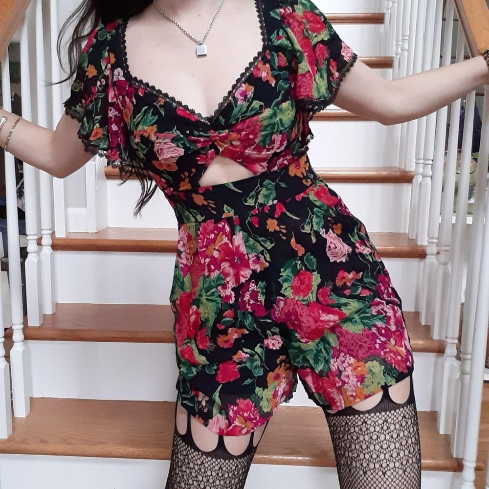 Pink Floral Romantic Romper